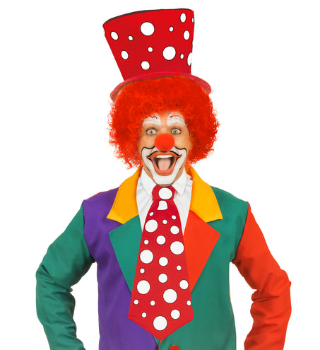 e-carnavalskleding-SYK Clown stropdas rood met witte bollen