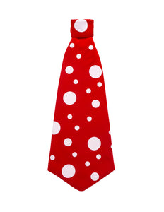 e-carnavalskleding-SYK Clown stropdas rood met witte bollen