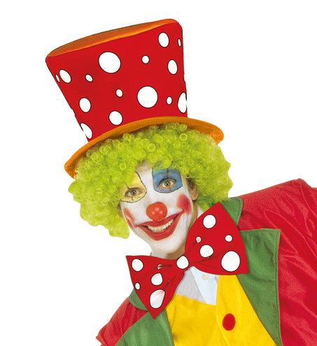 e-carnavalskleding-SYK Clownshoed hoog rood oranje met witte bollen
