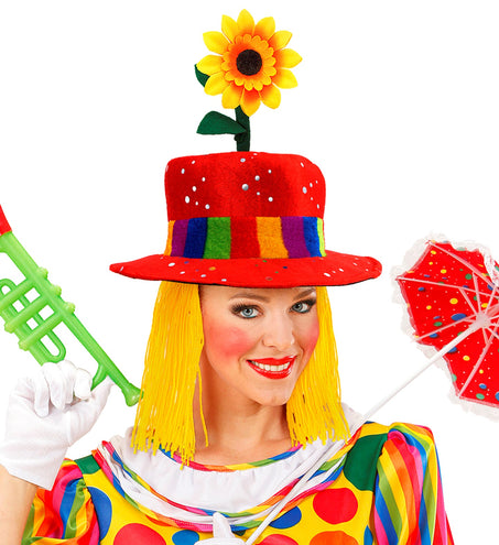 e-carnavalskleding-SYK Clownshoed met haar Frank rood
