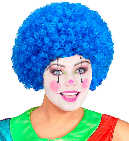 e-carnavalskleding-SYK Clownspruik krulletjes blauw