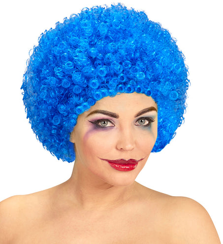 e-carnavalskleding-SYK Clownspruik krulletjes blauw