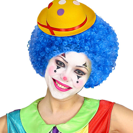 e-carnavalskleding-SYK Clownspruik krulletjes blauw
