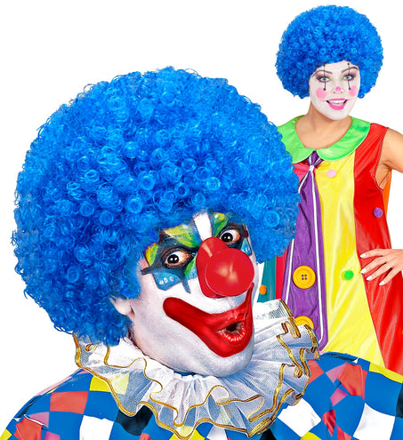 e-carnavalskleding-SYK Clownspruik krulletjes blauw