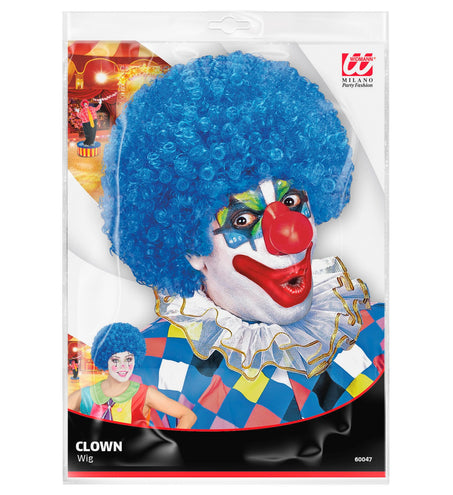 e-carnavalskleding-SYK Clownspruik krulletjes blauw