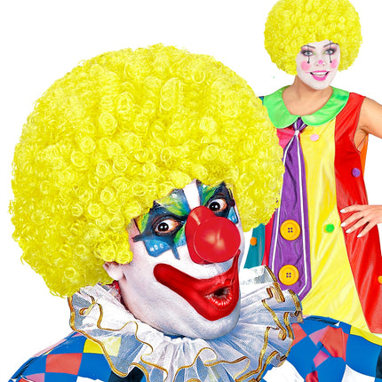 e-carnavalskleding-SYK Clownspruik krulletjes geel