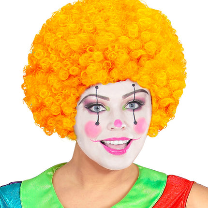 e-carnavalskleding-SYK Clownspruik krulletjes oranje