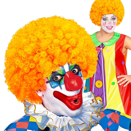 e-carnavalskleding-SYK Clownspruik krulletjes oranje