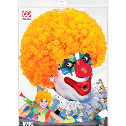 e-carnavalskleding-SYK Clownspruik krulletjes oranje