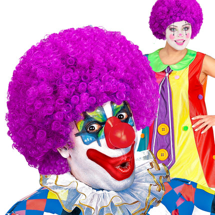 e-carnavalskleding-SYK Clownspruik krulletjes paars