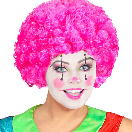 e-carnavalskleding-SYK Clownspruik krulletjes roze