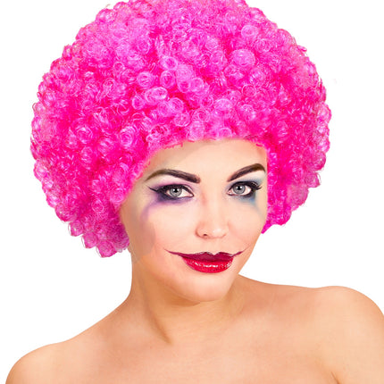 e-carnavalskleding-SYK Clownspruik krulletjes roze