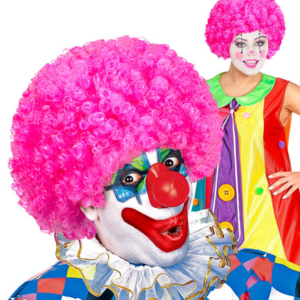 e-carnavalskleding-SYK Clownspruik krulletjes roze