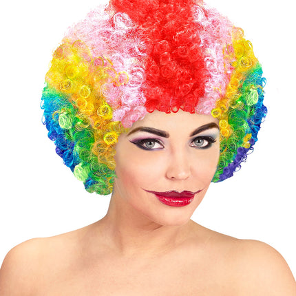 e-carnavalskleding-SYK Clownspruik regenboog