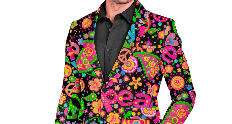 e-carnavalskleding-SYK Colbert neon hippie peace