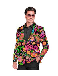 e-carnavalskleding-SYK Colbert neon hippie peace