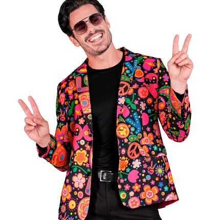 e-carnavalskleding-SYK Colbert neon hippie peace