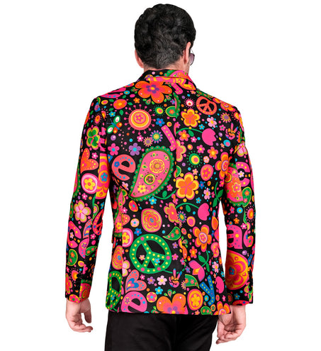 e-carnavalskleding-SYK Colbert neon hippie peace