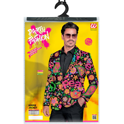e-carnavalskleding-SYK Colbert neon hippie peace
