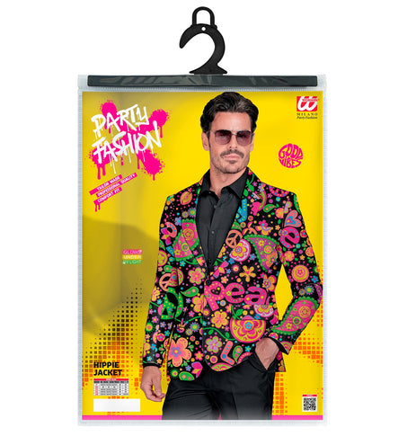 e-carnavalskleding-SYK Colbert neon hippie peace