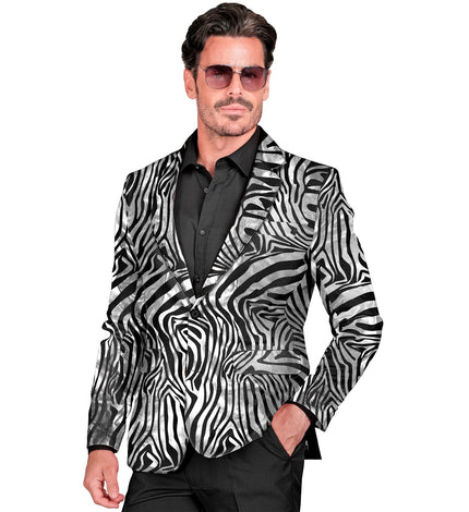 e-carnavalskleding-SYK Colbert zebra silver