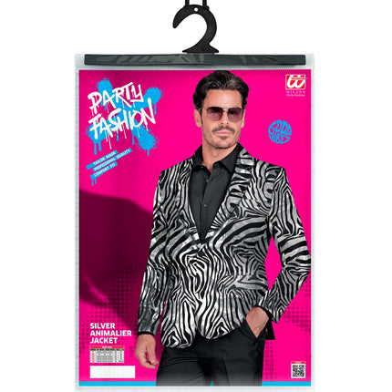 e-carnavalskleding-SYK Colbert zebra silver
