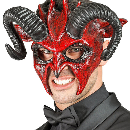 e-carnavalskleding-SYK Commedia dell'arte duivelsmasker ram rood/ zwart