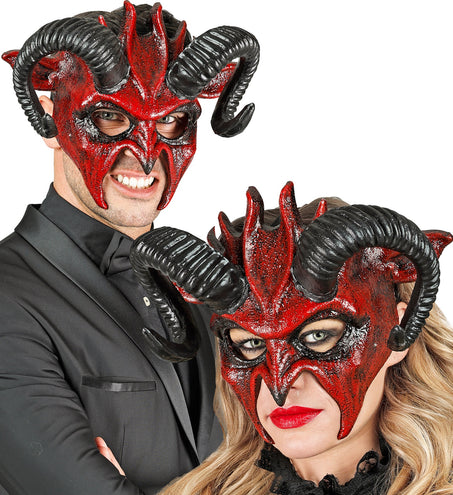 e-carnavalskleding-SYK Commedia dell'arte duivelsmasker ram rood/ zwart