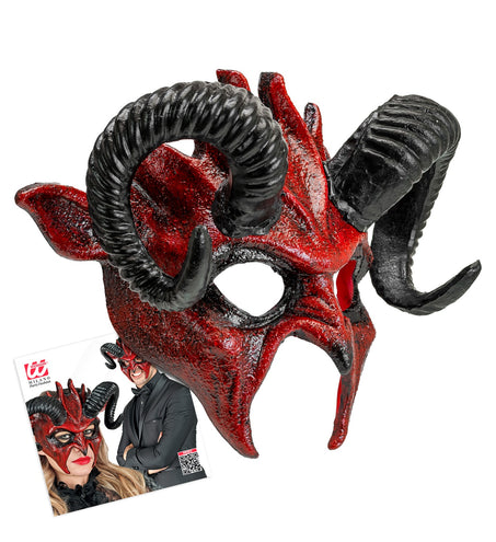 e-carnavalskleding-SYK Commedia dell'arte duivelsmasker ram rood/ zwart