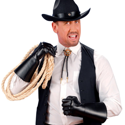 e-carnavalskleding-SYK Cowboy handschoenen lederlook zwart