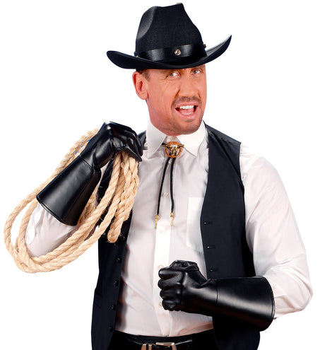 e-carnavalskleding-SYK Cowboy handschoenen lederlook zwart