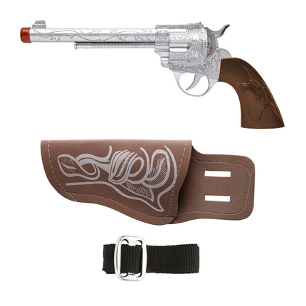 e-carnavalskleding-SYK Cowboy pistool met holster bruin