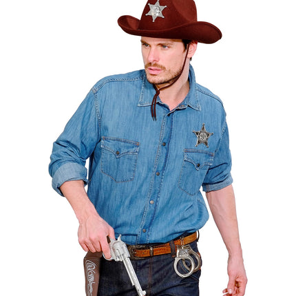 e-carnavalskleding-SYK Cowboy pistool met holster bruin