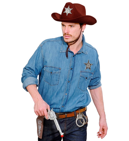 e-carnavalskleding-SYK Cowboy pistool met holster bruin