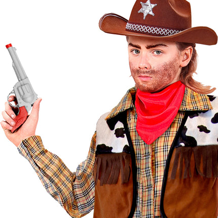 e-carnavalskleding-SYK Cowboy pistool zilver plastic
