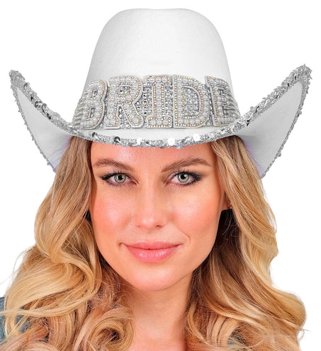 e-carnavalskleding-SYK Cowboyhoed Bride met parels