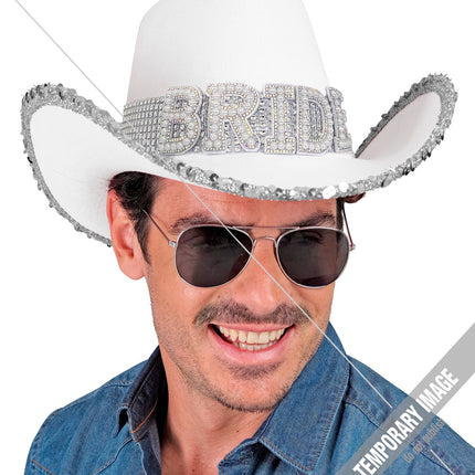 e-carnavalskleding-SYK Cowboyhoed Bride met parels
