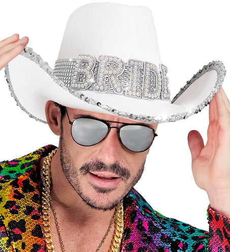 e-carnavalskleding-SYK Cowboyhoed Bride met parels