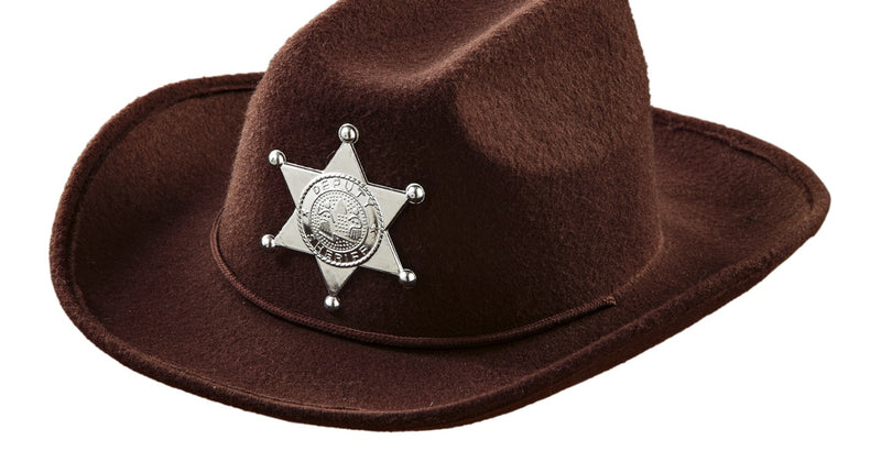 e-carnavalskleding-SYK cowboyhoed bruin met sheriff ster kind