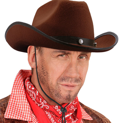 e-carnavalskleding-SYK Cowboyhoed bruin met studs
