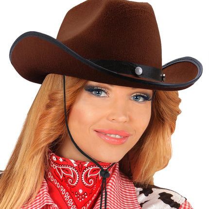 e-carnavalskleding-SYK Cowboyhoed bruin met studs