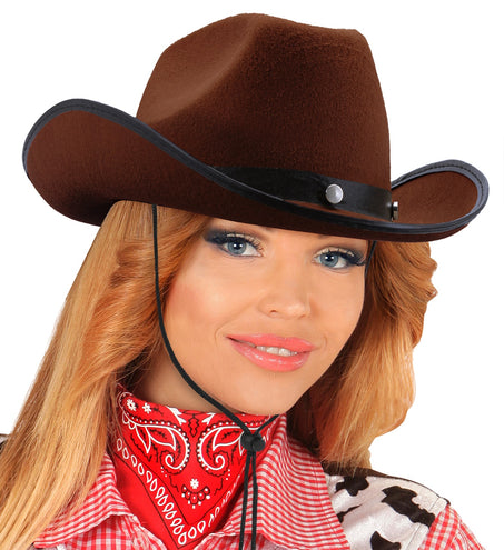 e-carnavalskleding-SYK Cowboyhoed bruin met studs