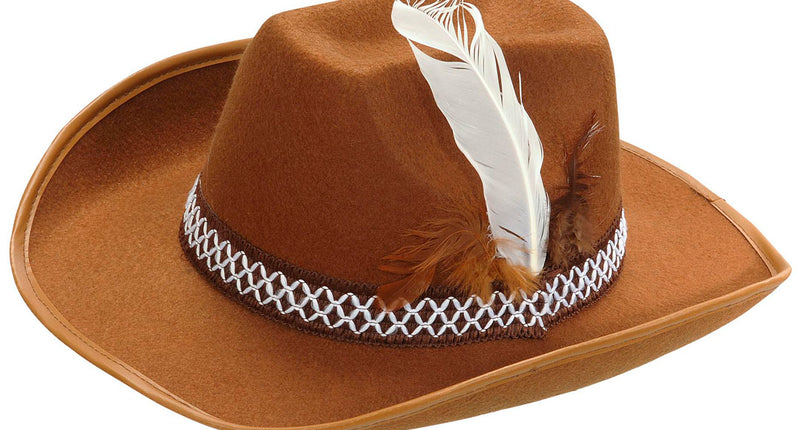 e-carnavalskleding-SYK Cowboyhoed Bruin Met Veren Kind