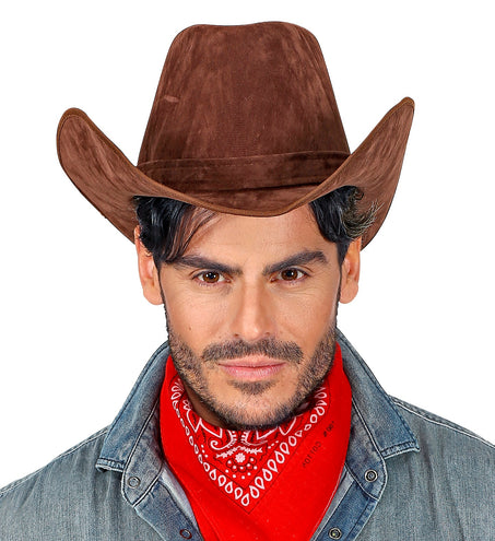 e-carnavalskleding-SYK Cowboyhoed bruin suede