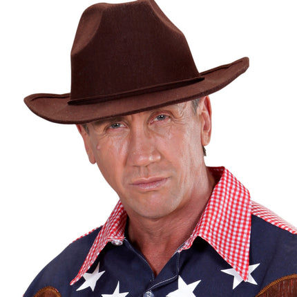 e-carnavalskleding-SYK cowboyhoed bruin wol
