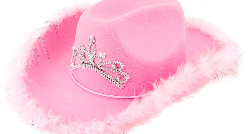 e-carnavalskleding-SYK Cowboyhoed Daisy met tiara roze
