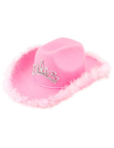 e-carnavalskleding-SYK Cowboyhoed Daisy met tiara roze