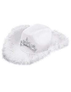 e-carnavalskleding-SYK Cowboyhoed Daisy met tiara wit