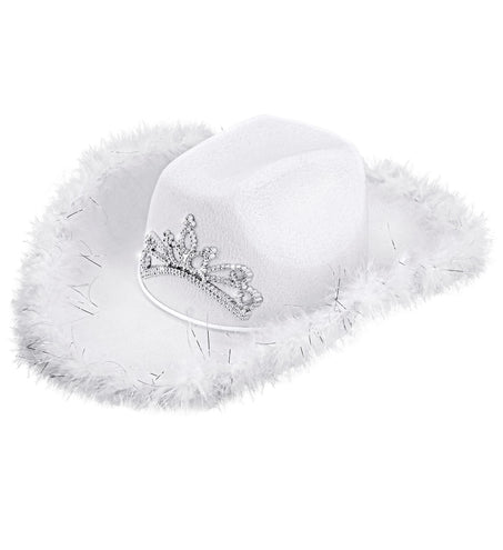 e-carnavalskleding-SYK Cowboyhoed Daisy met tiara wit