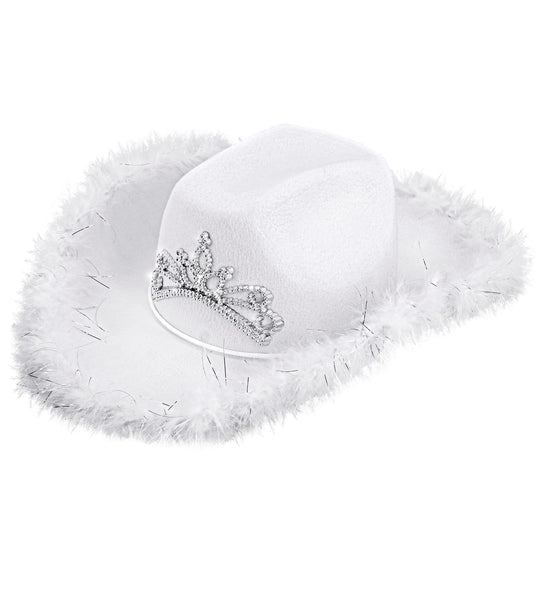 e-carnavalskleding-SYK Cowboyhoed Daisy met tiara wit
